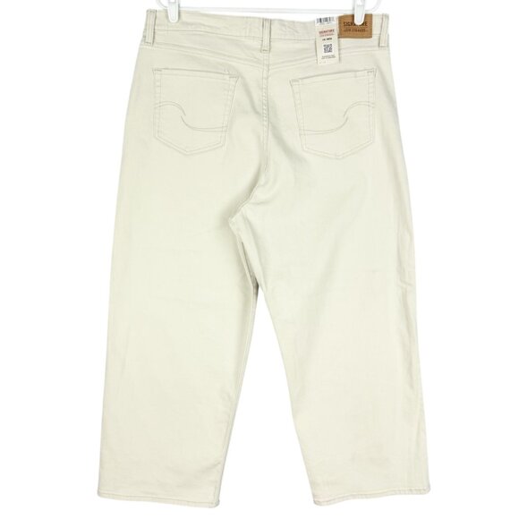 Signature Levi Strauss Women Stretch High Rise Loose Beige Crop Jeans Sz 18 NWT - Picture 2 of 11